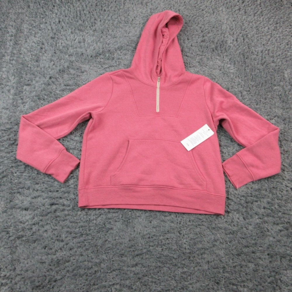 THREADS 4 THOUGHT Hoodie Sweatshirt Womens L Pink Pullover 1/4 Zip Hooded NWT